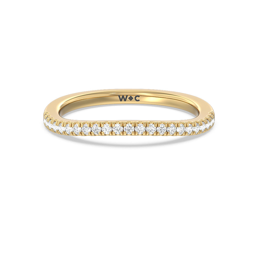 Modern Crossover Solitaire Studded Diamond Wedding Band with 18KT Yellow Gold Cut Diamond in 14KT Yellow Gold view 1
