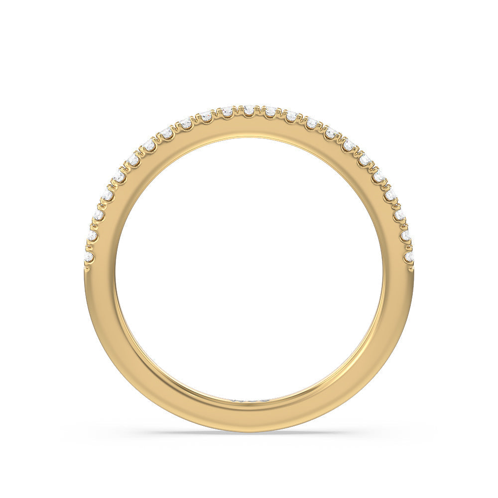 Modern Crossover Solitaire Studded Diamond Wedding Band with 18KT Yellow Gold Cut Diamond in 14KT Yellow Gold view 2
