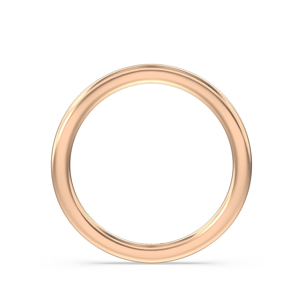 Modern Crossover Solitaire Studded Wedding Band with 18KT Rose Gold Cut Diamond in 14KT Rose Gold view 2
