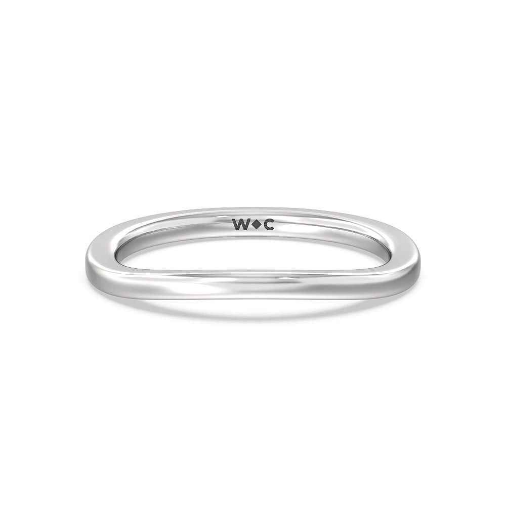 Modern Crossover Solitaire Studded Wedding Band with Platinum Cut Diamond in 14KT Platinum view 1

