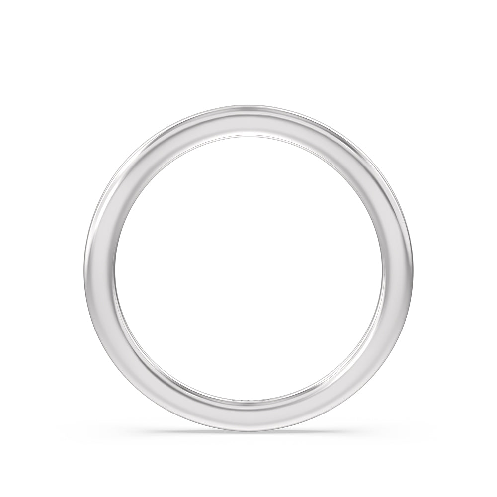 Modern Crossover Solitaire Studded Wedding Band with Platinum Cut Diamond in 14KT Platinum view 2

