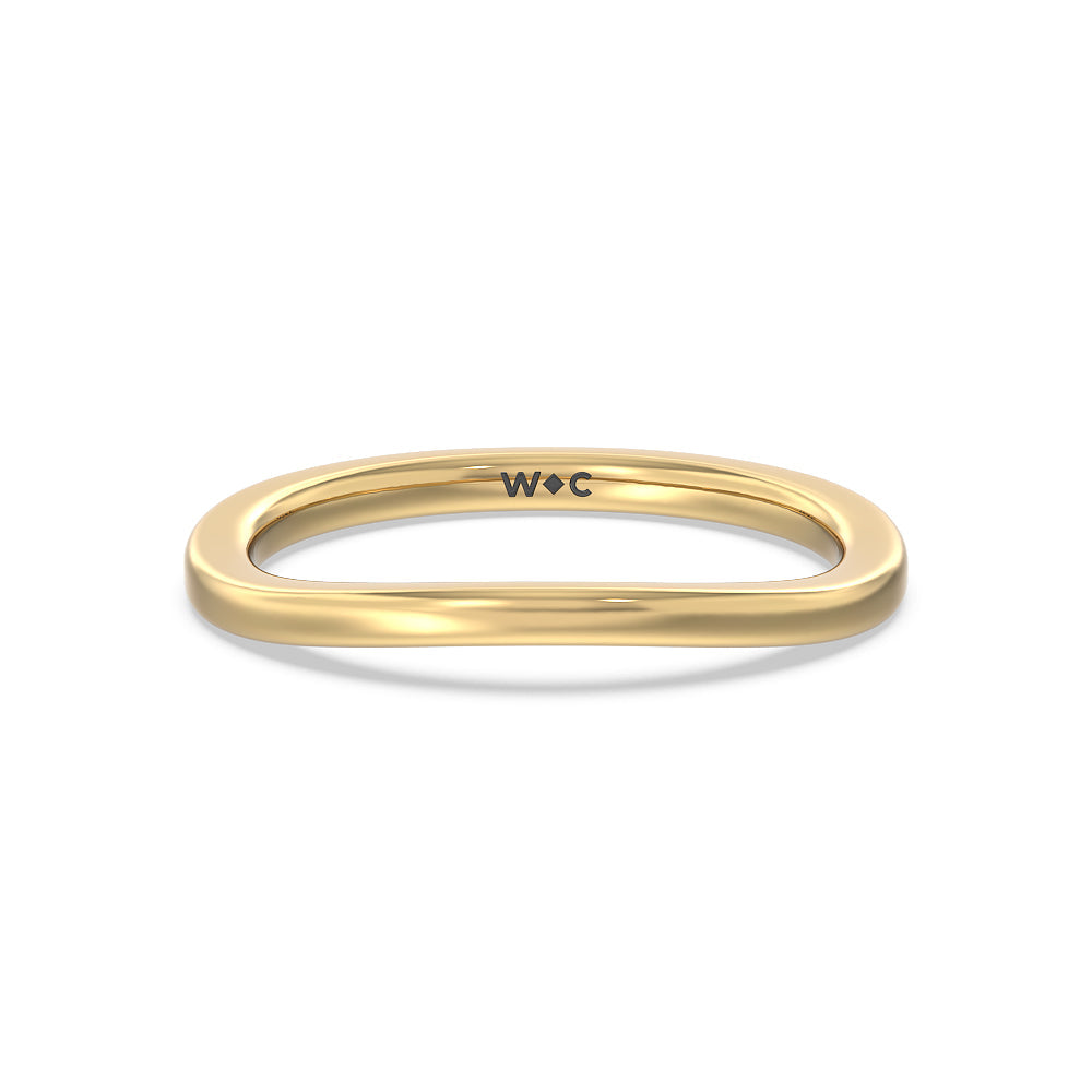 Modern Crossover Solitaire Studded Wedding Band with 18KT Yellow Gold Cut Diamond in 14KT Yellow Gold view 1
