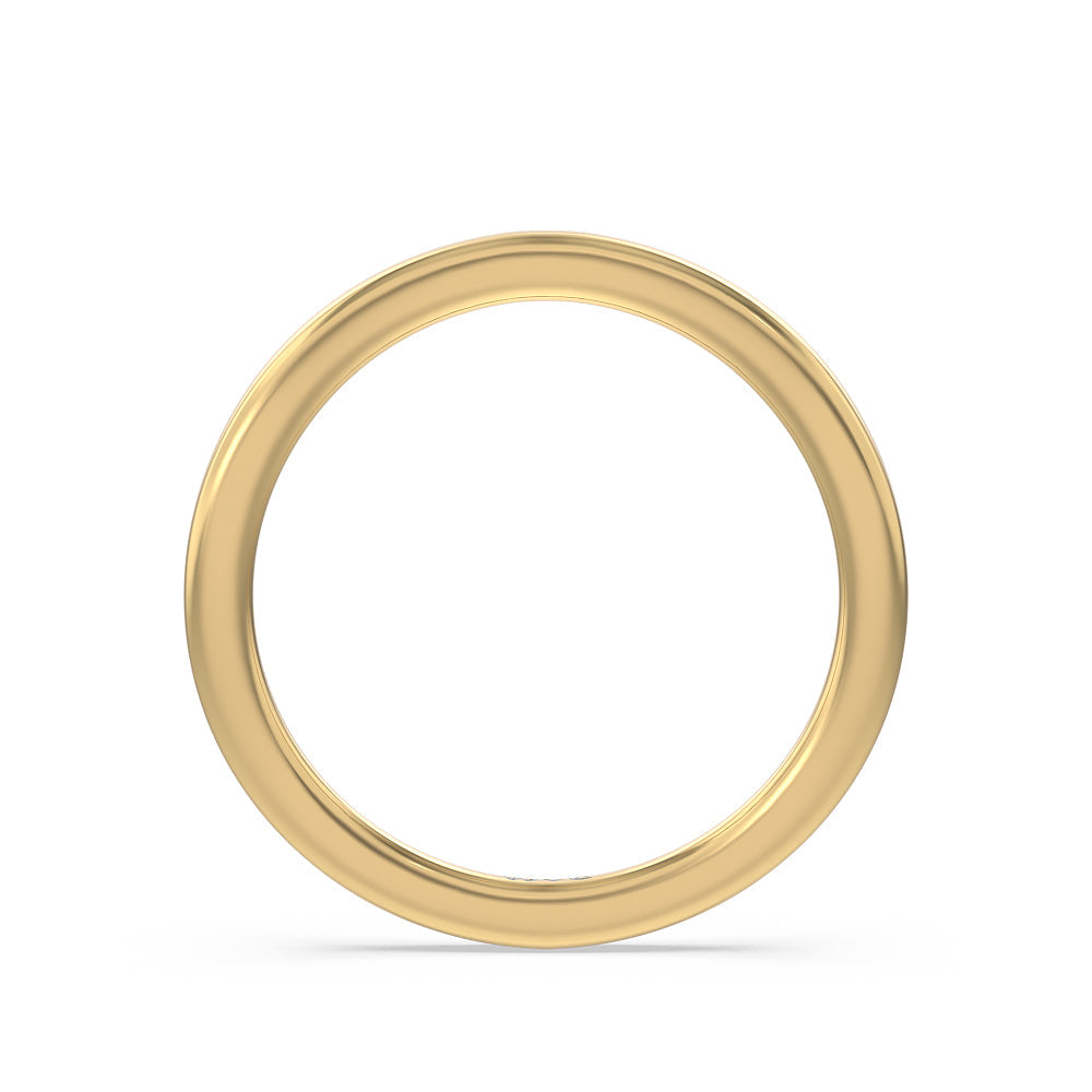 Modern Crossover Solitaire Studded Wedding Band with 18KT Yellow Gold Cut Diamond in 14KT Yellow Gold view 2
