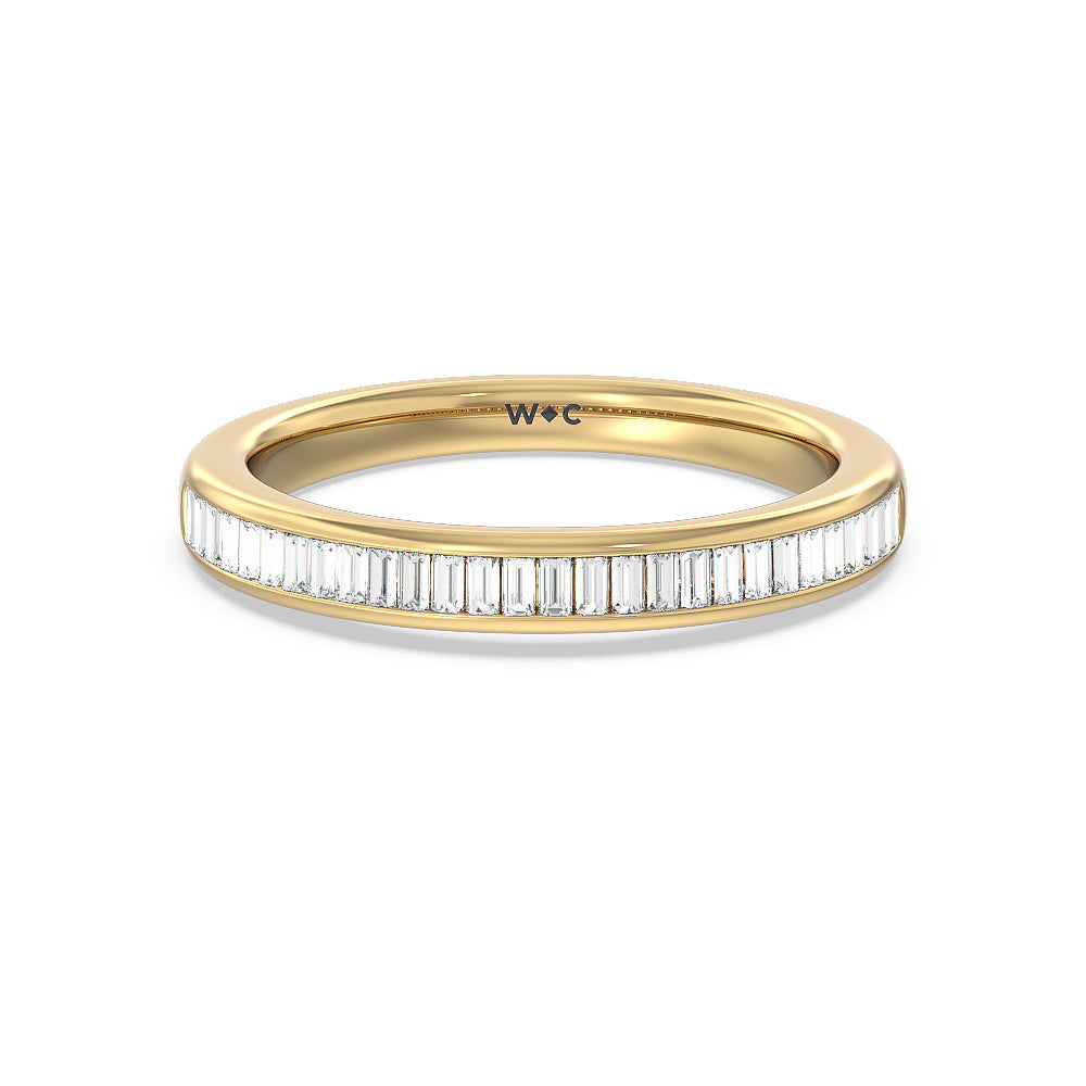 Channel Baguette Deco Solitaire Diamond Wedding Band with 18KT Yellow Gold Cut Diamond in 14KT Yellow Gold view 1
