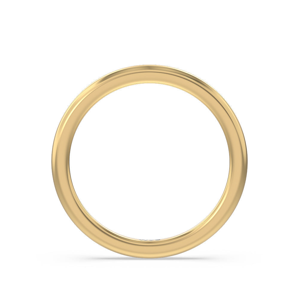 Channel Baguette Deco Solitaire Wedding Band with 18KT Yellow Gold Cut Diamond in 14KT Yellow Gold view 2
