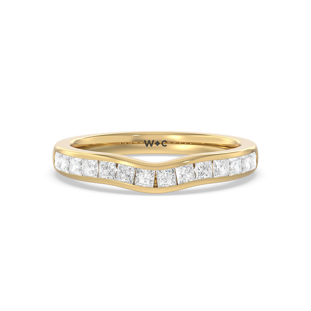 Channel Set Princess Classic Diamond Wedding Band with 18KT Yellow Gold Cut Diamond in 14KT Yellow Gold view 1
