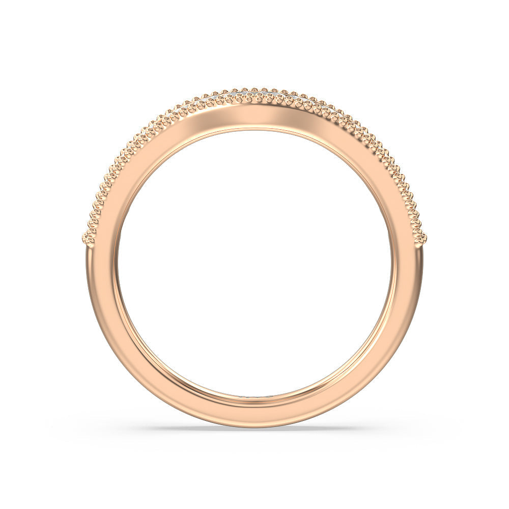 Channel Set Princess Vintage Diamond Wedding Band with 18KT Rose Gold Cut Diamond in 14KT Rose Gold view 2
