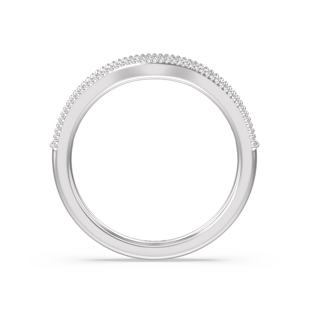 Channel Set Princess Vintage Diamond Wedding Band with Platinum Cut Diamond in 14KT Platinum view 2
