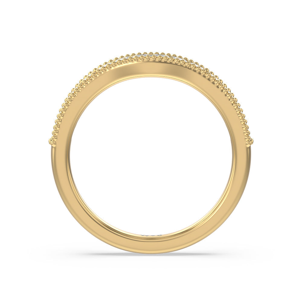 Channel Set Princess Vintage Diamond Wedding Band with 18KT Yellow Gold Cut Diamond in 14KT Yellow Gold view 2
