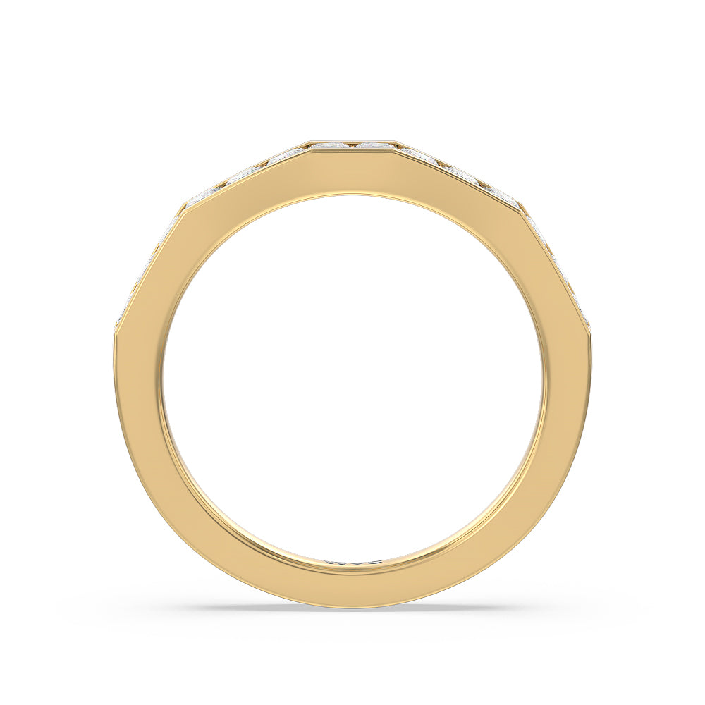 Channel Set Princess Angular Shank Solitaire Diamond Wedding Band with 18KT Yellow Gold Cut Diamond in 14KT Yellow Gold view 2
