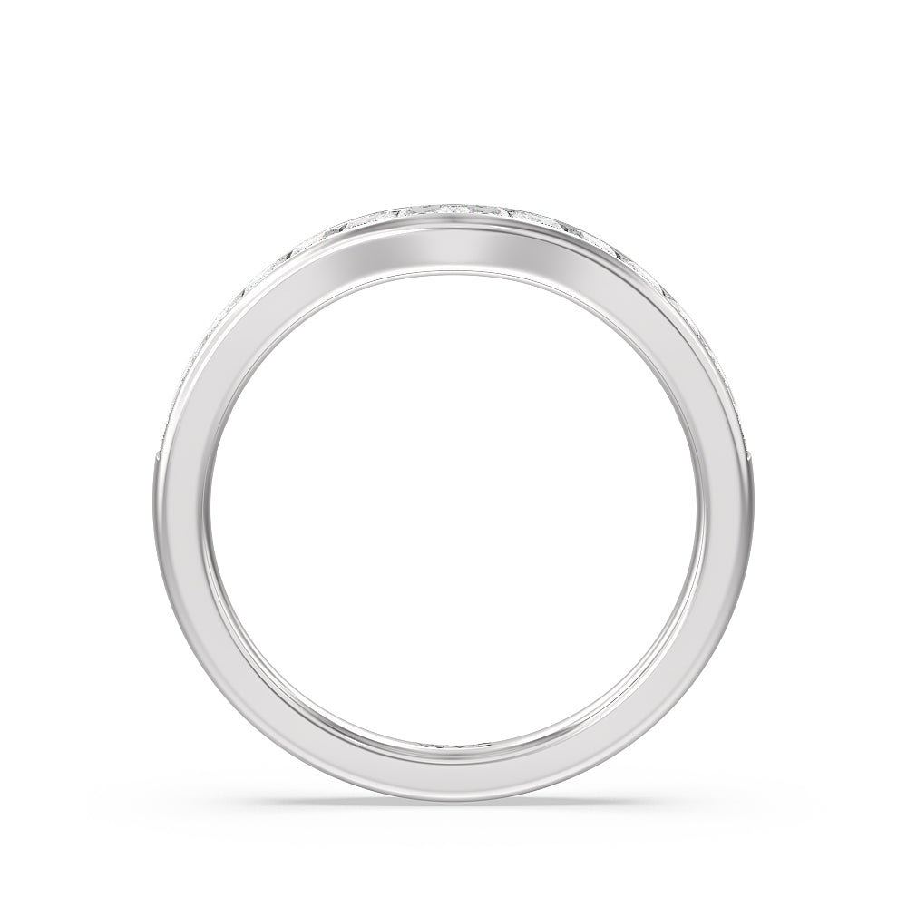 Channel Set Seamless Basket Princess Classic Diamond Wedding Band with Platinum Cut Diamond in 14KT Platinum view 2
