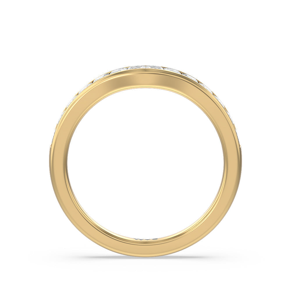 Channel Set Seamless Basket Princess Classic Diamond Wedding Band with 18KT Yellow Gold Cut Diamond in 14KT Yellow Gold view 2
