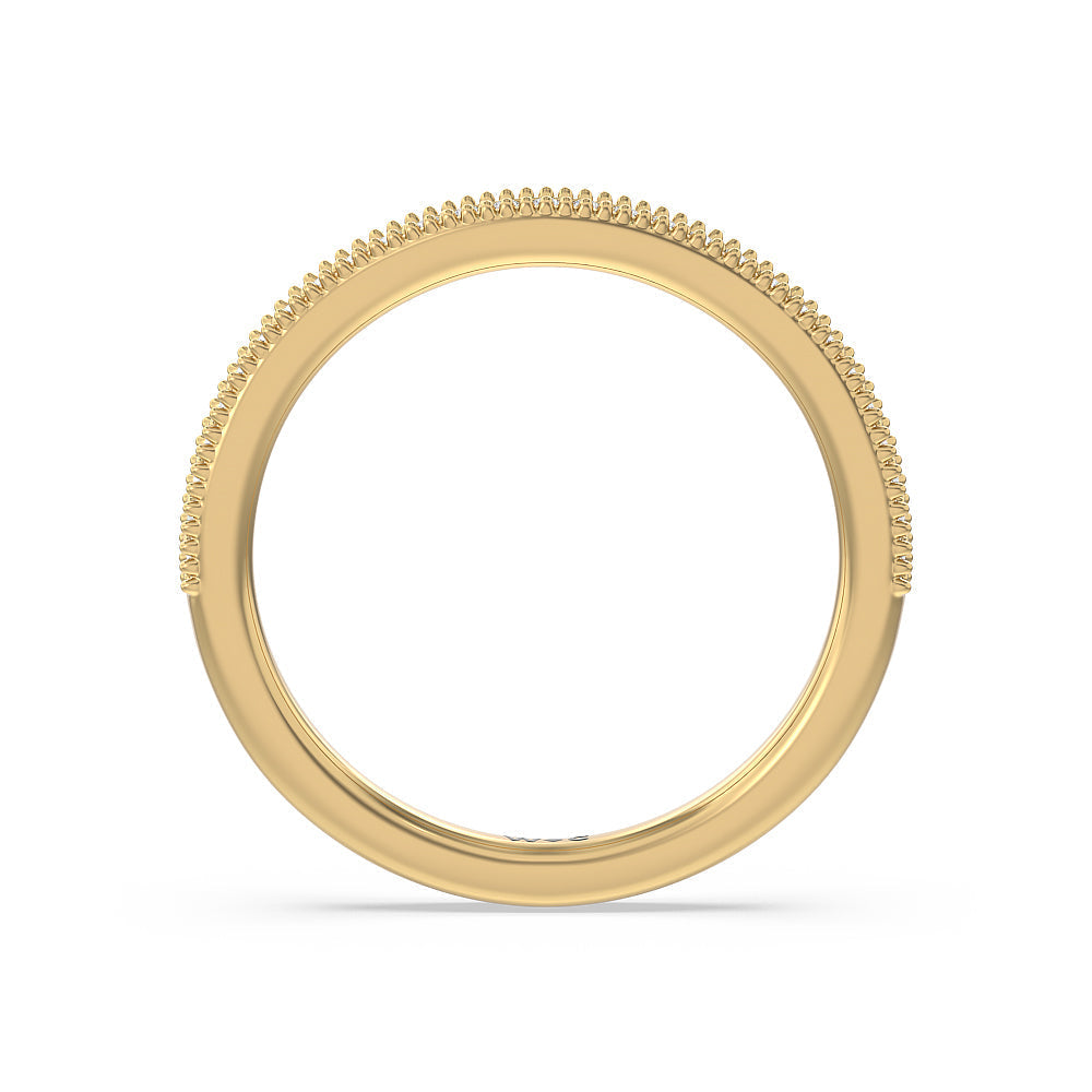 Milgrain Centerline Six Prong Solitaire Diamond Wedding Band with 18KT Yellow Gold Cut Diamond in 14KT Yellow Gold view 2
