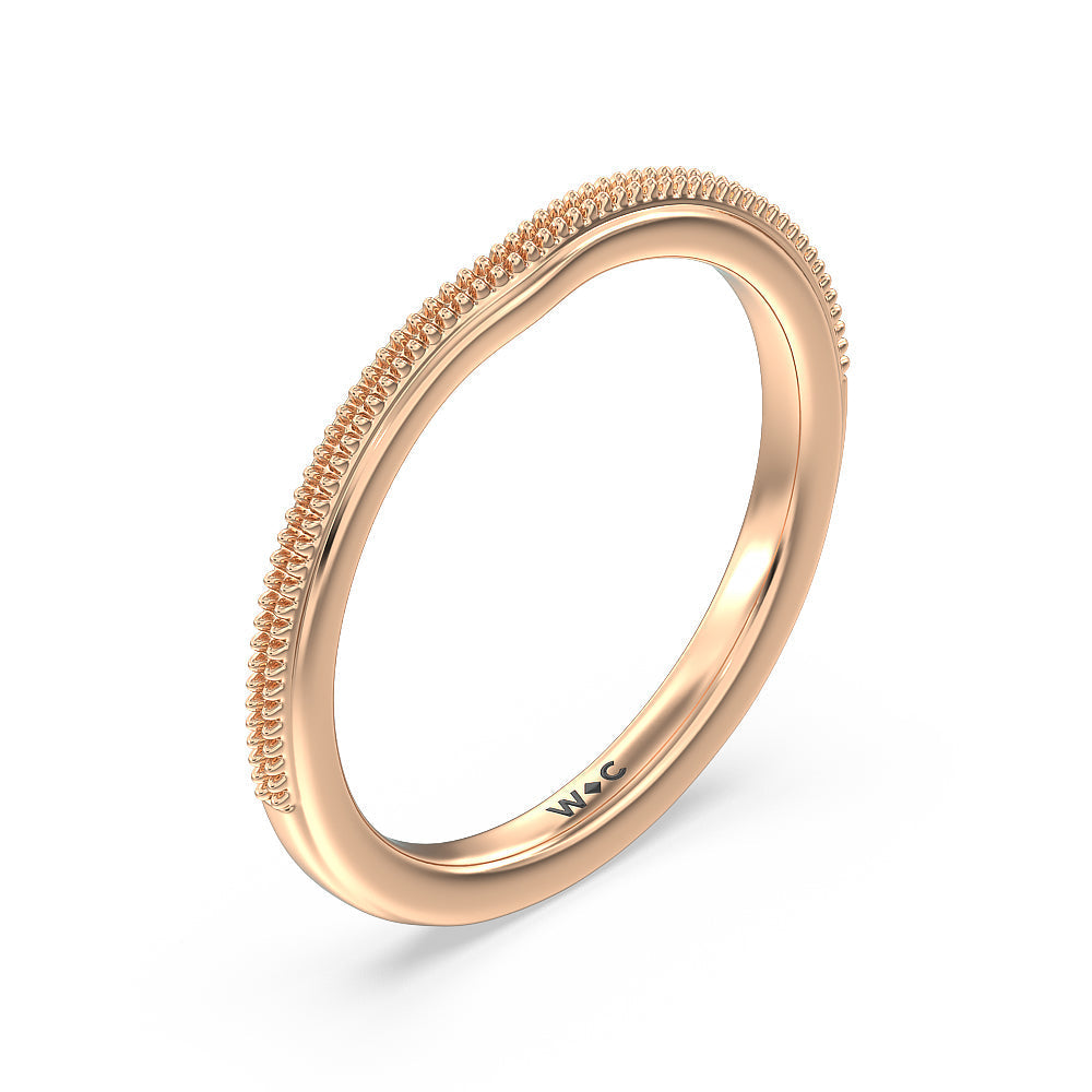 Milgrain Centerline Six Prong Solitaire Wedding Band with 18KT Rose Gold Cut Diamond in 14KT Rose Gold view 4
