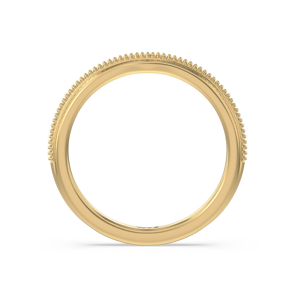 Milgrain Centerline Six Prong Solitaire Wedding Band with 18KT Yellow Gold Cut Diamond in 14KT Yellow Gold view 2
