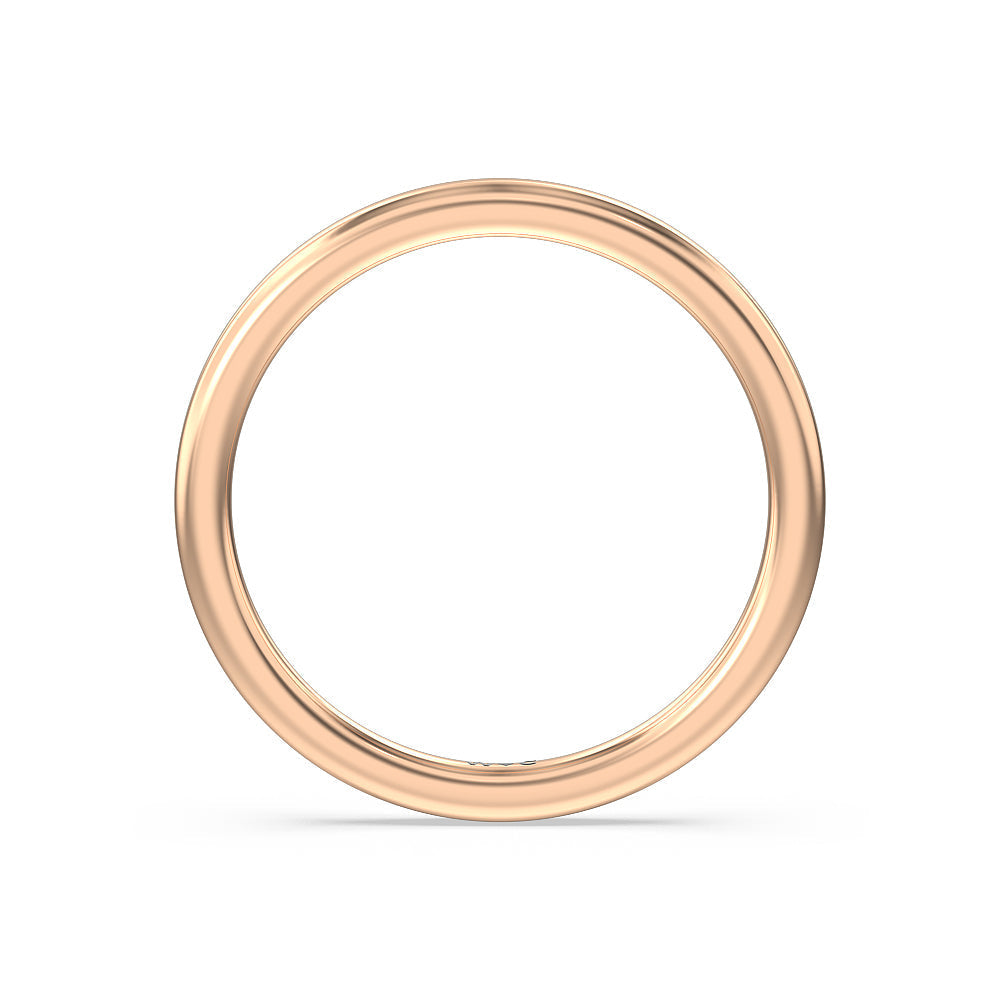 Seamless Half Bezel Solitaire Wedding Band with 18KT Rose Gold Cut Diamond in 14KT Rose Gold view 2
