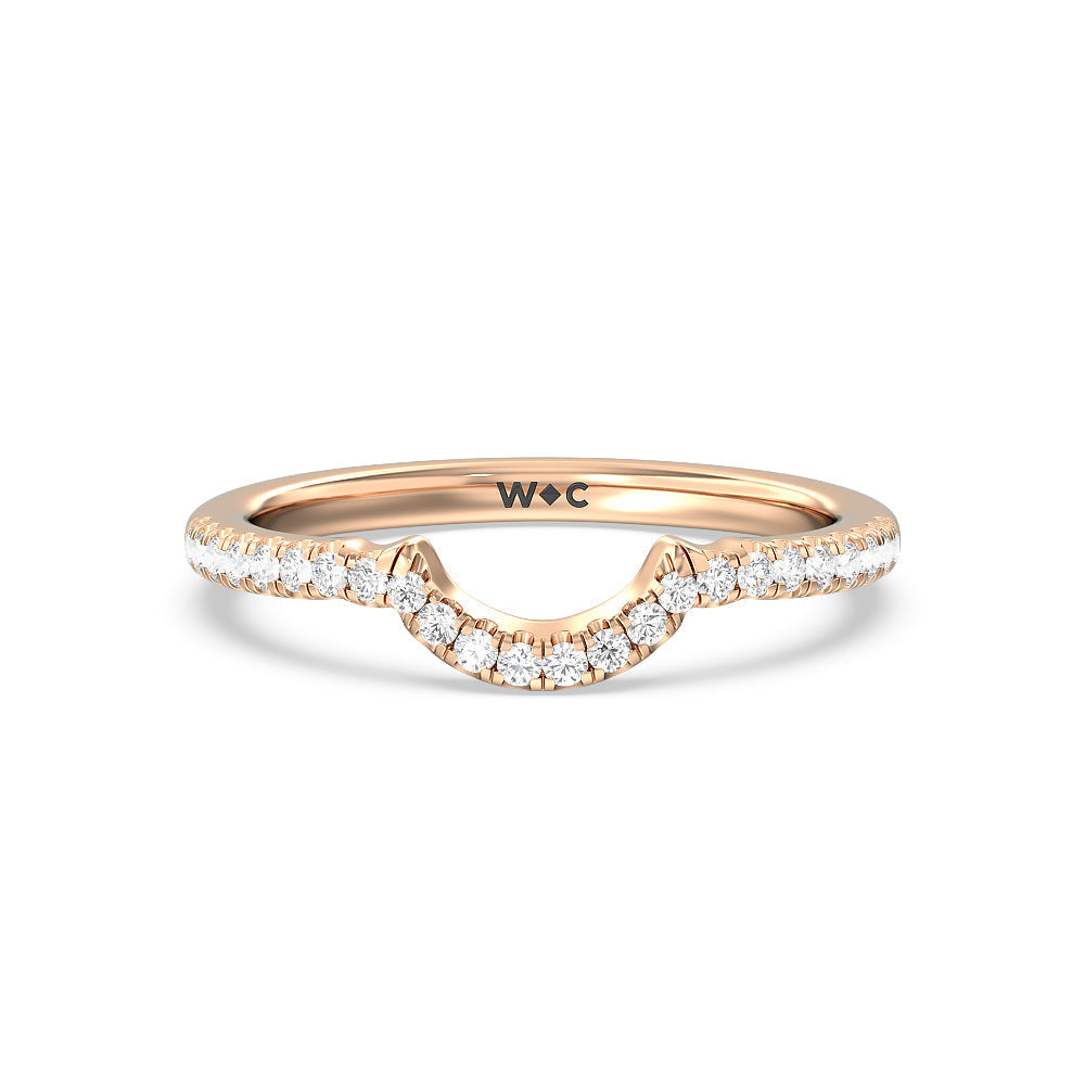 Marquise Accent Knife Edge Solitaire Diamond Wedding Band with 18KT Rose Gold Cut Diamond in 14KT Rose Gold view 1
