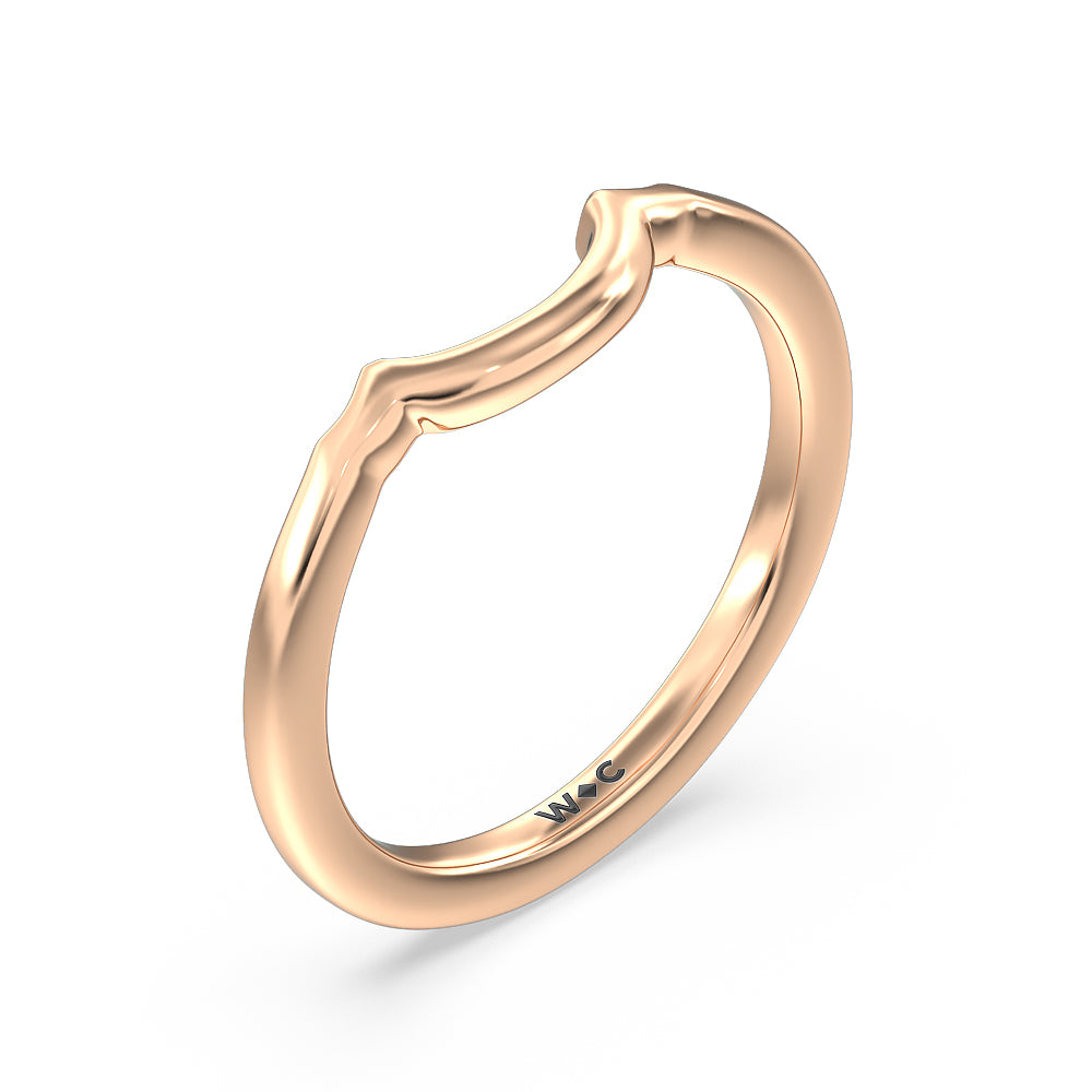 Marquise Accent Knife Edge Solitaire Wedding Band with 18KT Rose Gold Cut Diamond in 14KT Rose Gold view 4
