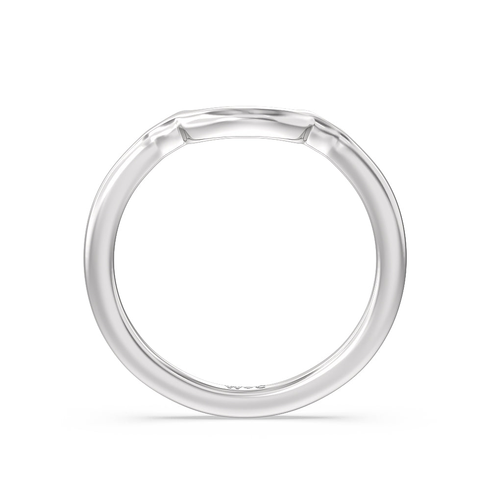 Marquise Accent Knife Edge Solitaire Wedding Band with Platinum Cut Diamond in 14KT Platinum view 2
