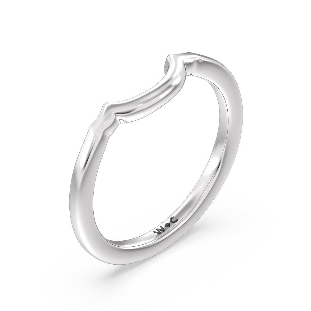 Marquise Accent Knife Edge Solitaire Wedding Band with Platinum Cut Diamond in 14KT Platinum view 4
