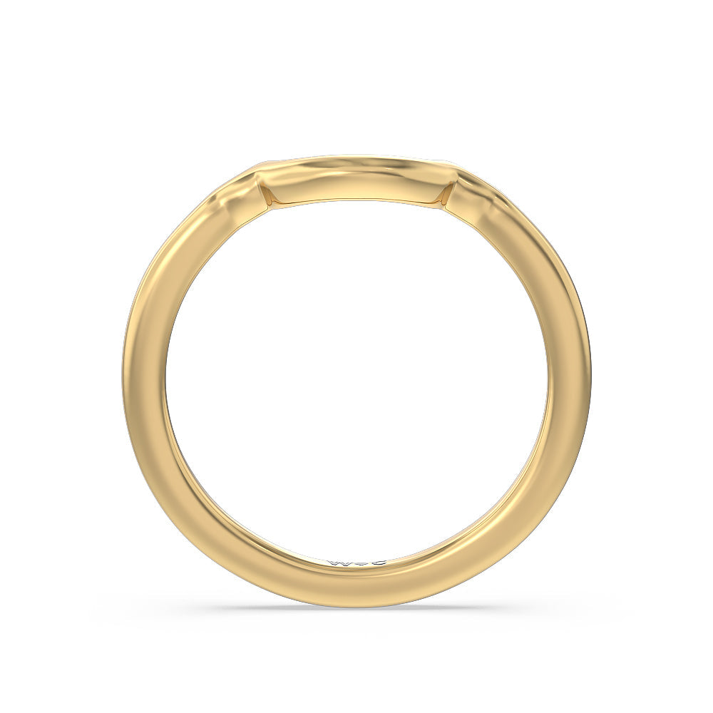 Marquise Accent Knife Edge Solitaire Wedding Band with 18KT Yellow Gold Cut Diamond in 14KT Yellow Gold view 2
