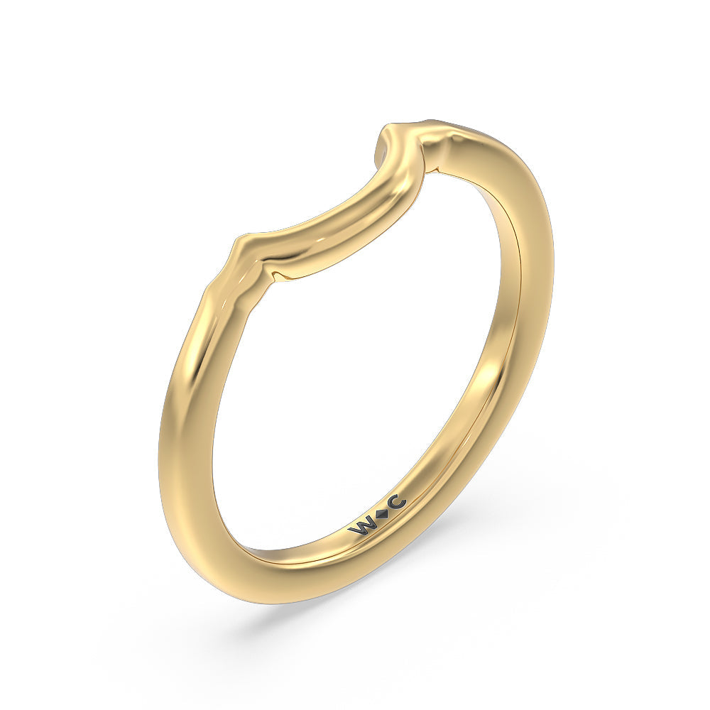 Marquise Accent Knife Edge Solitaire Wedding Band with 18KT Yellow Gold Cut Diamond in 14KT Yellow Gold view 4
