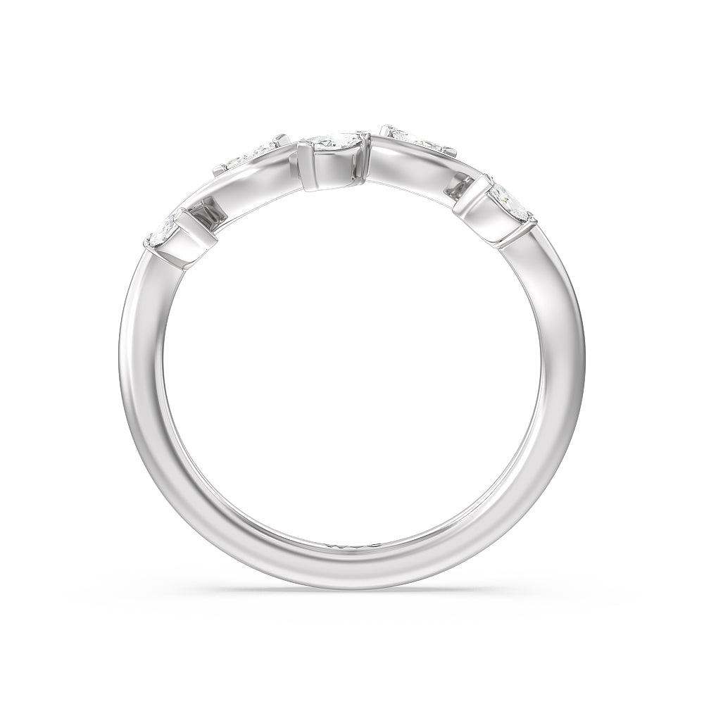 Slender Vine Six Prong Solitaire Diamond Wedding Band (E+ VS+) with Platinum Cut Diamond in 14KT Platinum view 2
