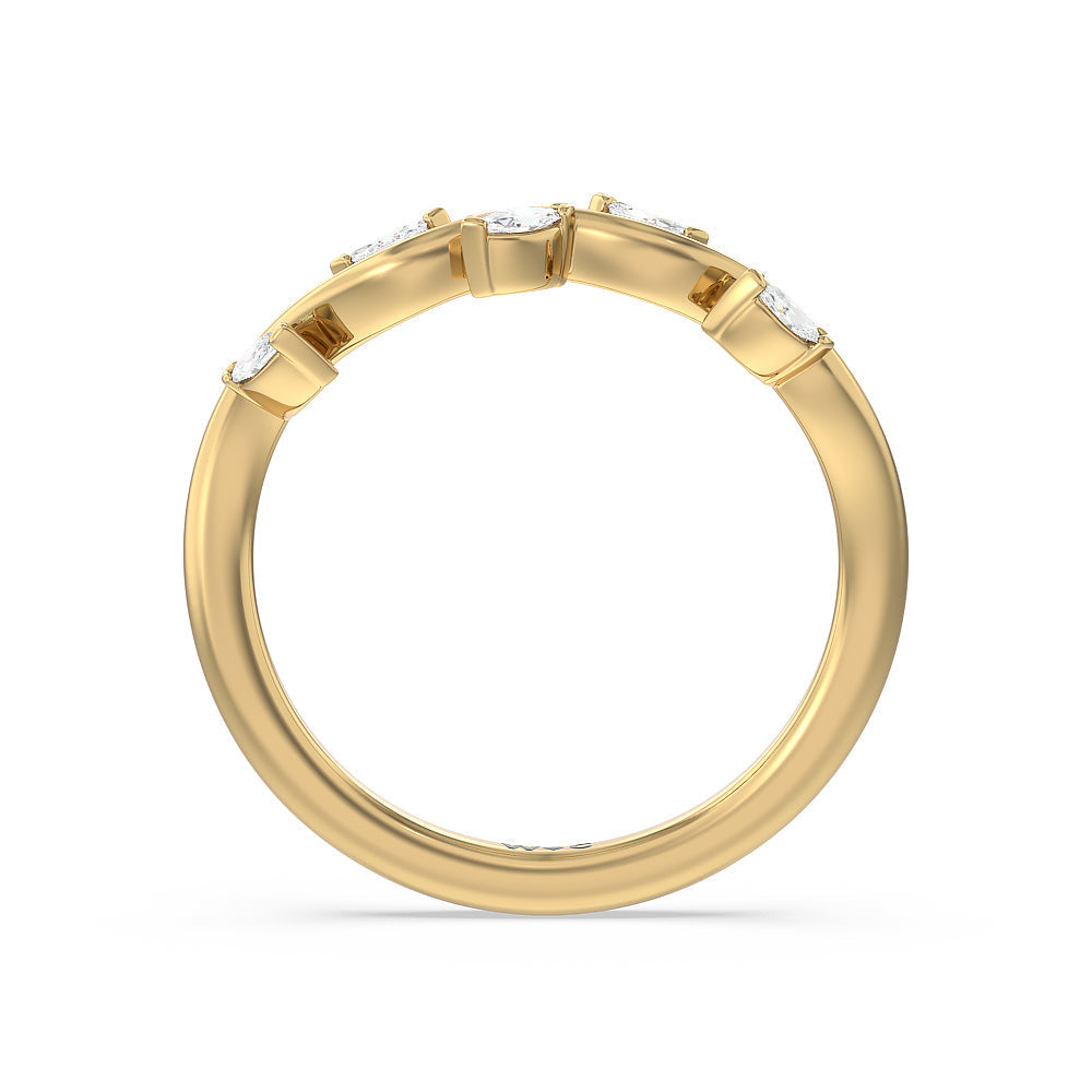 Slender Vine Six Prong Solitaire Diamond Wedding Band (E+ VS+) with 18KT Yellow Gold Cut Diamond in 14KT Yellow Gold view 2
