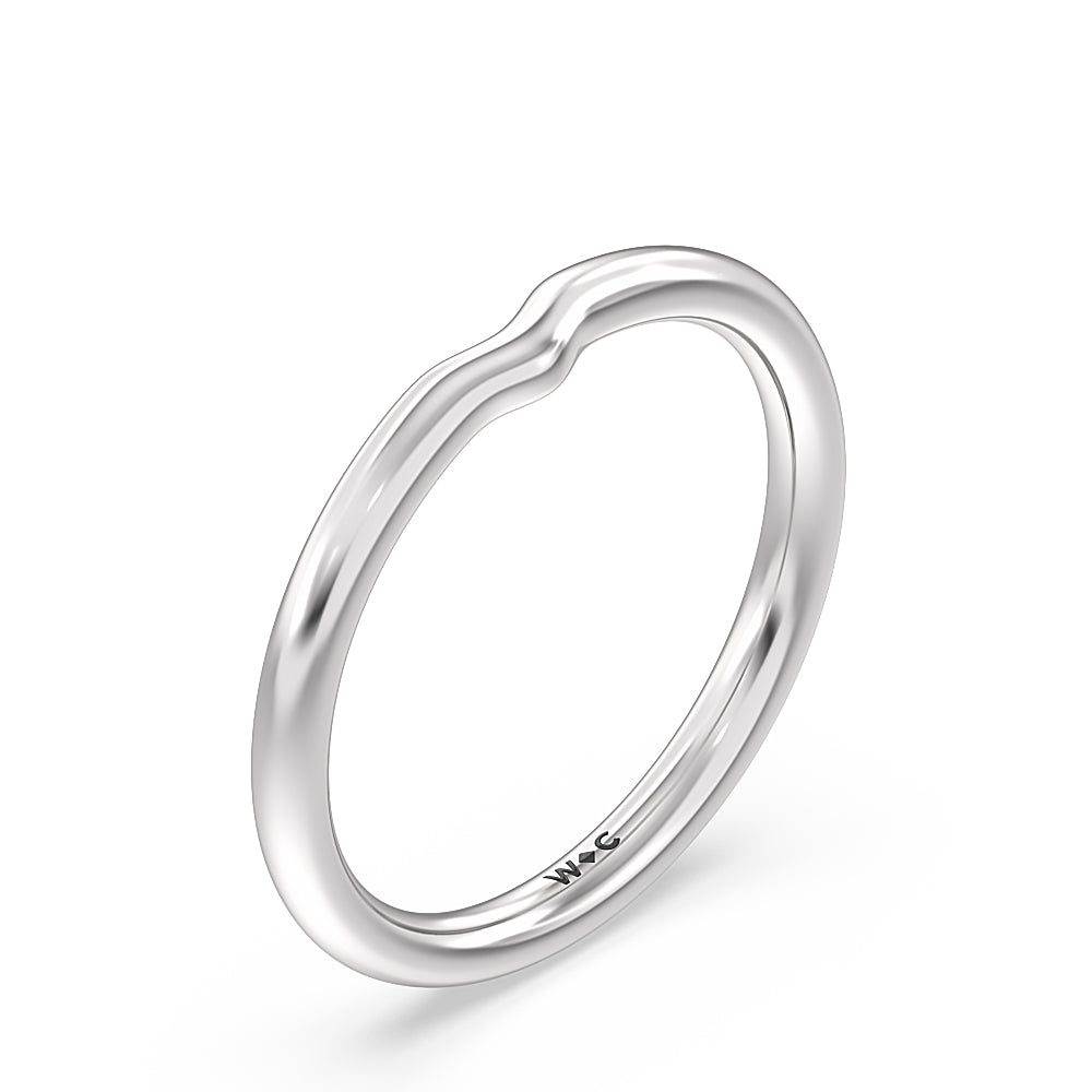 Petite Ten Prong Solitaire Wedding Band with Platinum Cut Diamond in 14KT Platinum view 4
