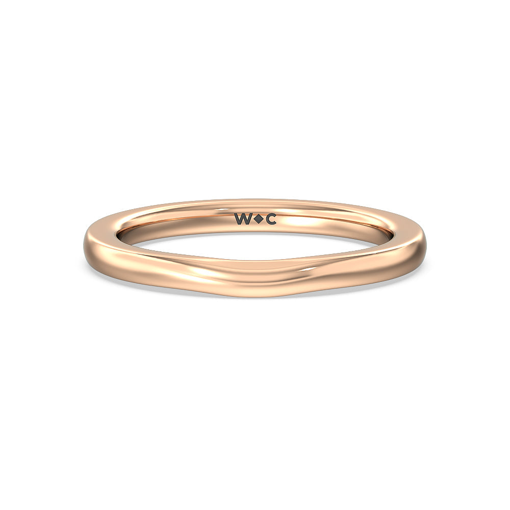 Pave Cathedral Shank East-West Solitaire Wedding Band with 18KT Rose Gold Cut Diamond in 14KT Rose Gold view 1
