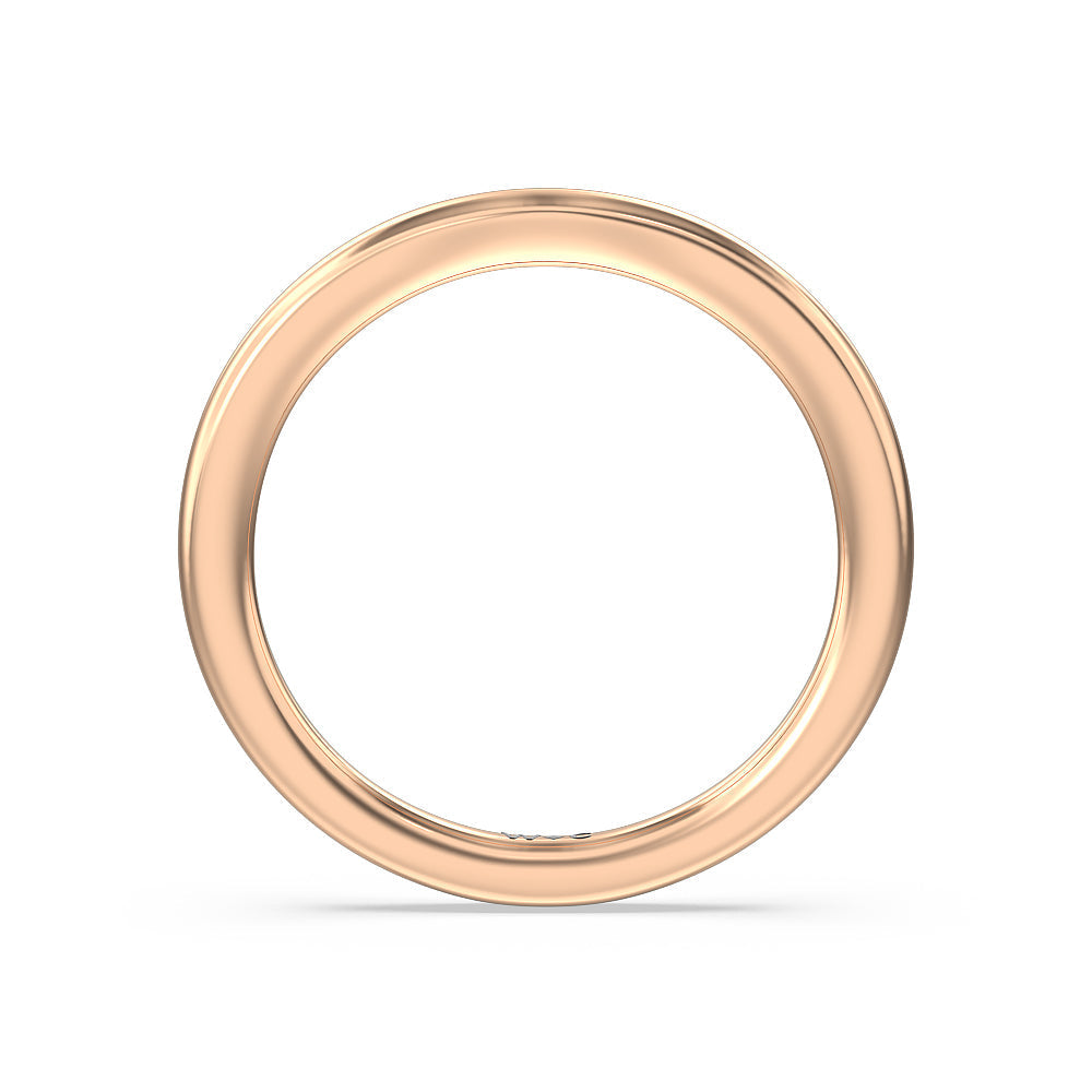 Pave Cathedral Shank East-West Solitaire Wedding Band with 18KT Rose Gold Cut Diamond in 14KT Rose Gold view 2
