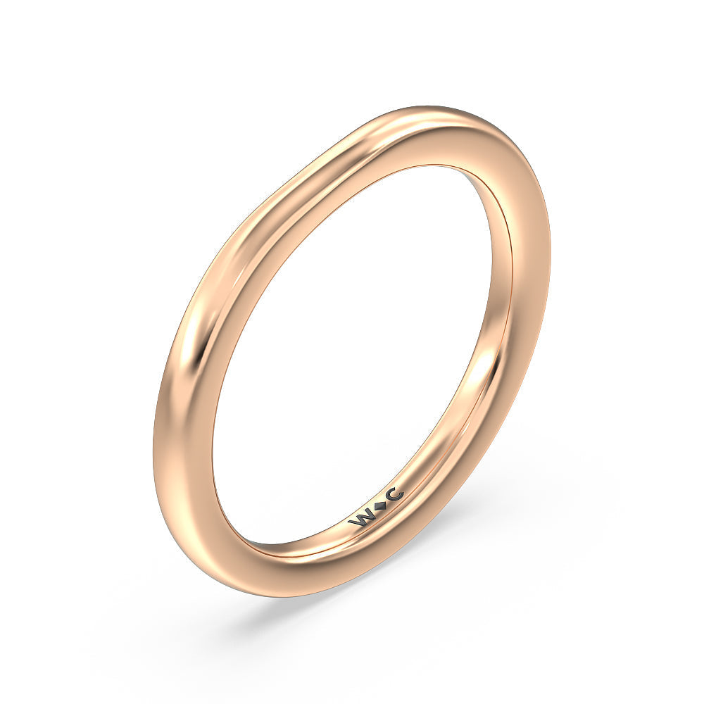 Pave Cathedral Shank East-West Solitaire Wedding Band with 18KT Rose Gold Cut Diamond in 14KT Rose Gold view 4
