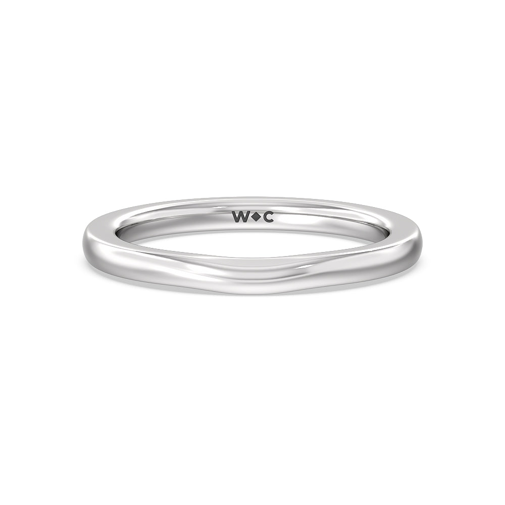 Pave Cathedral Shank East-West Solitaire Wedding Band with Platinum Cut Diamond in 14KT Platinum view 1
