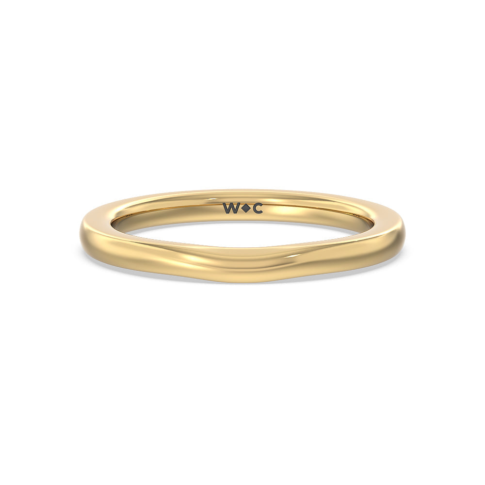 Pave Cathedral Shank East-West Solitaire Wedding Band with 18KT Yellow Gold Cut Diamond in 14KT Yellow Gold view 1
