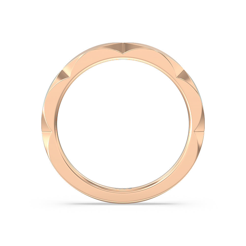 Elegant Faceted Diamond Shank Solitaire Wedding Band with 18KT Rose Gold Cut Diamond in 14KT Rose Gold view 2

