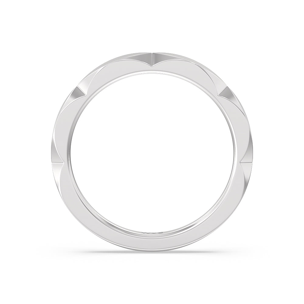 Elegant Faceted Diamond Shank Solitaire Wedding Band with Platinum Cut Diamond in 14KT Platinum view 2
