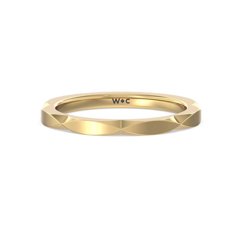 Elegant Faceted Diamond Shank Solitaire Wedding Band with 18KT Yellow Gold Cut Diamond in 14KT Yellow Gold view 1
