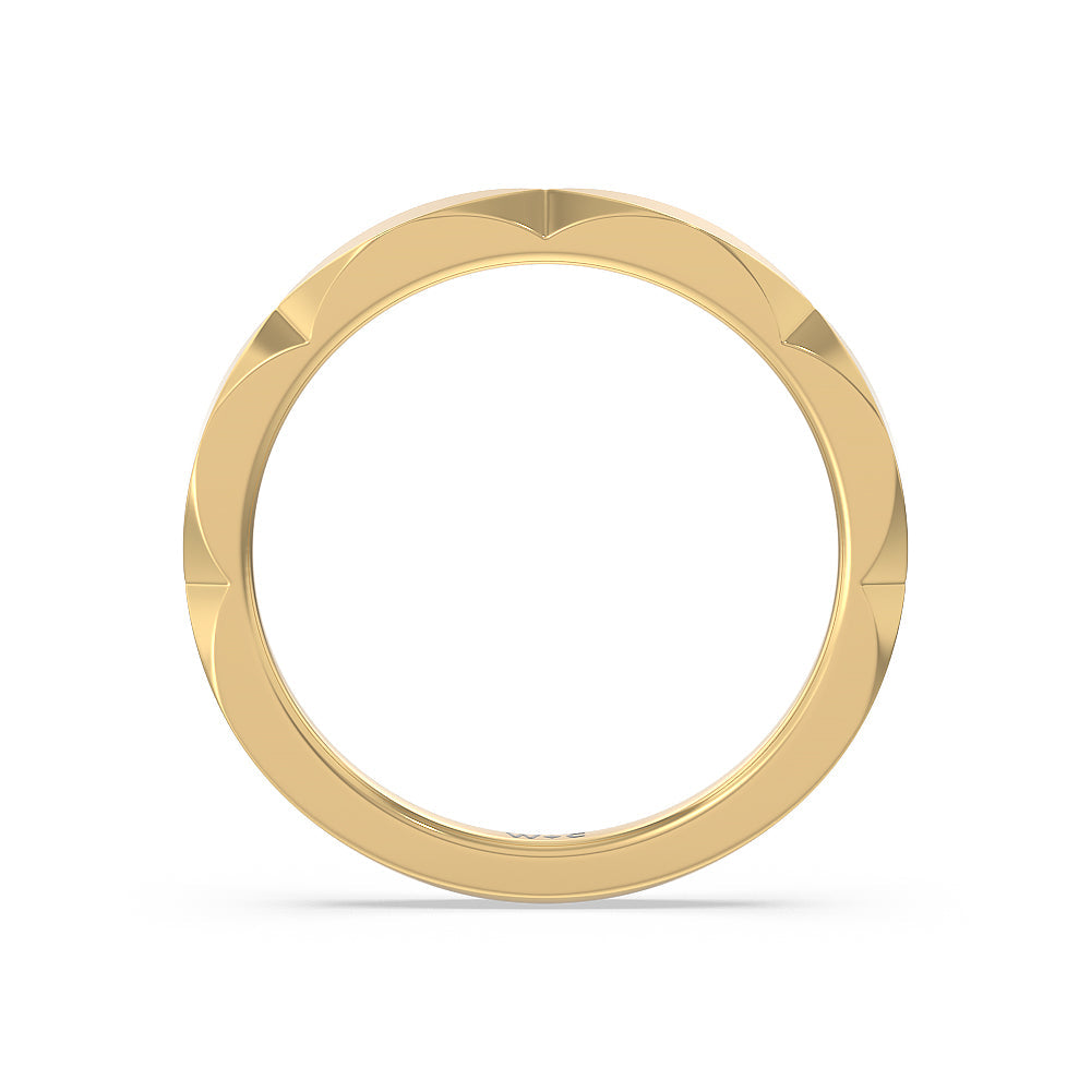 Elegant Faceted Diamond Shank Solitaire Wedding Band with 18KT Yellow Gold Cut Diamond in 14KT Yellow Gold view 2

