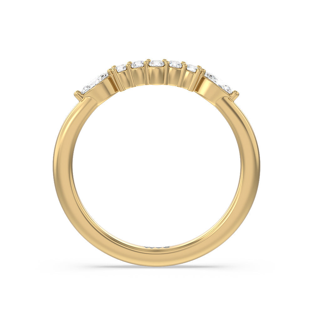 Trio Cluster Diamond Wedding Band with 18KT Yellow Gold Cut Diamond in 14KT Yellow Gold view 2
