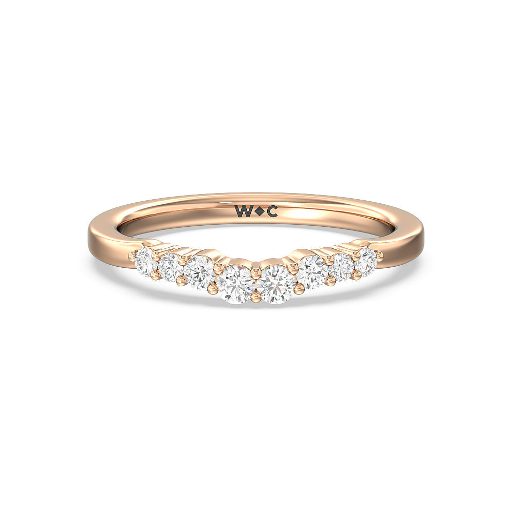 Tapered Classic Diamond Wedding Band with 18KT Rose Gold Cut Diamond in 14KT Rose Gold view 1
