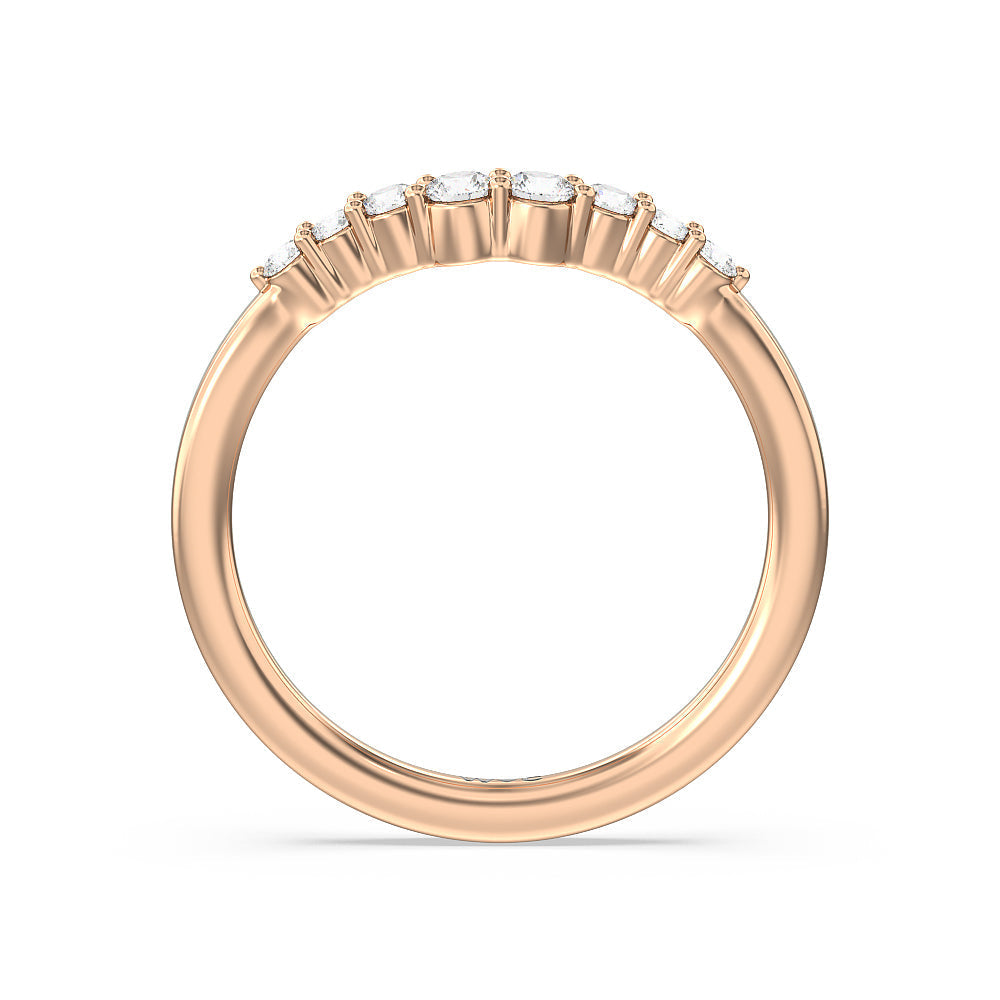 Tapered Classic Diamond Wedding Band with 18KT Rose Gold Cut Diamond in 14KT Rose Gold view 2
