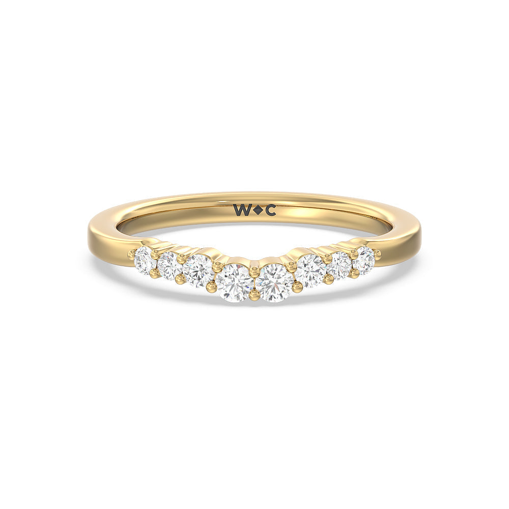 Tapered Classic Diamond Wedding Band with 18KT Yellow Gold Cut Diamond in 14KT Yellow Gold view 1
