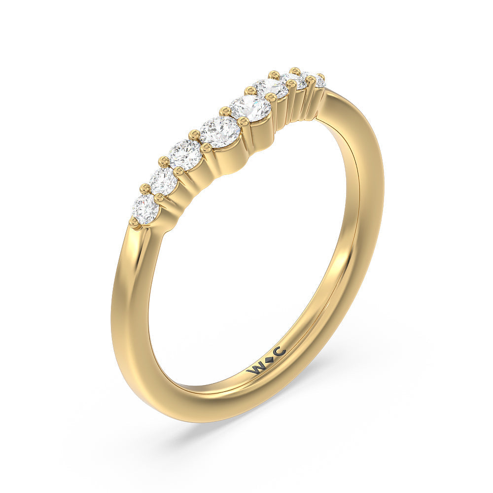 Tapered Classic Diamond Wedding Band with 18KT Yellow Gold Cut Diamond in 14KT Yellow Gold view 4
