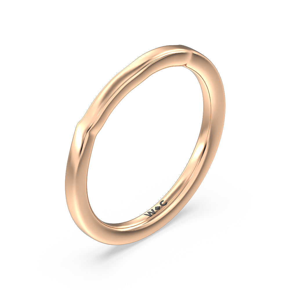 Tapered Classic Wedding Band with 18KT Rose Gold Cut Diamond in 14KT Rose Gold view 4
