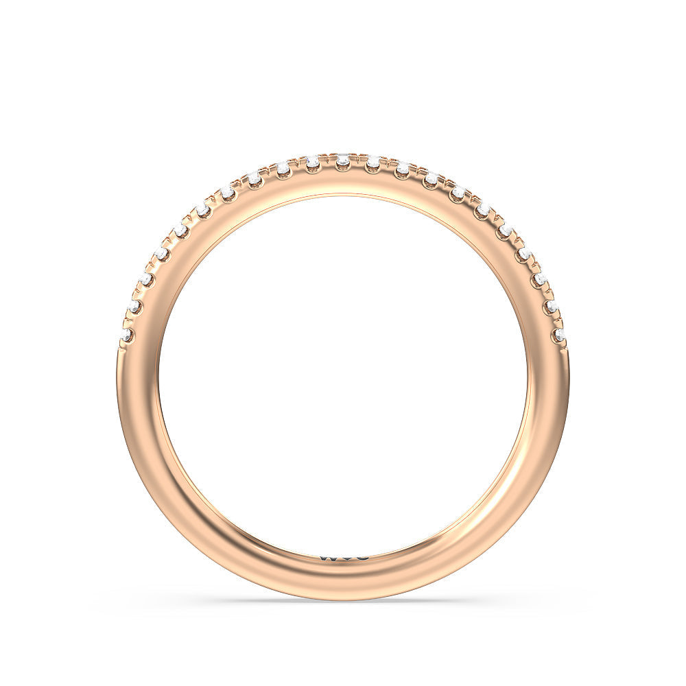 Studded Prong Hidden Halo Pave Shank Solitaire Diamond Wedding Band with 18KT Rose Gold Cut Diamond in 14KT Rose Gold view 2
