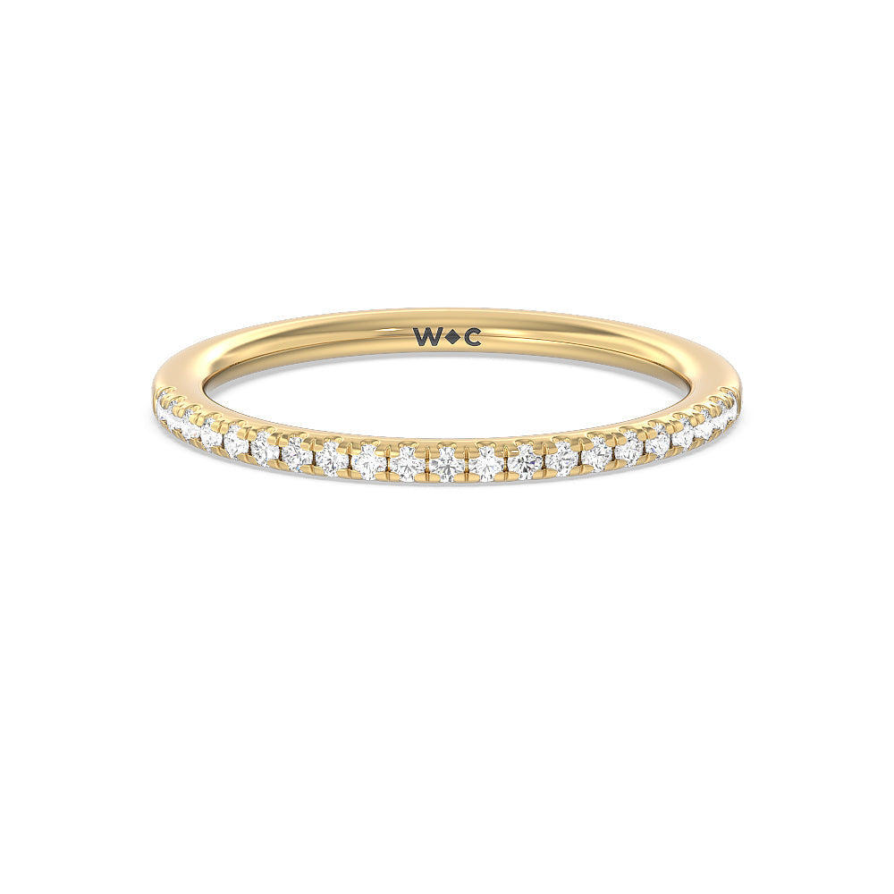 Studded Prong Hidden Halo Pave Shank Solitaire Diamond Wedding Band with 18KT Yellow Gold Cut Diamond in 14KT Yellow Gold view 1
