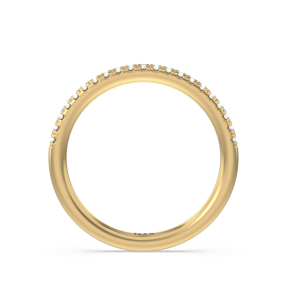 Studded Prong Hidden Halo Pave Shank Solitaire Diamond Wedding Band with 18KT Yellow Gold Cut Diamond in 14KT Yellow Gold view 2
