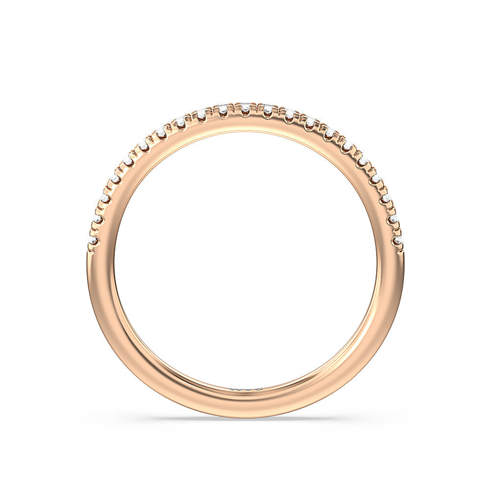 Three Stone Kite Gallery Classic Diamond Wedding Band with 18KT Rose Gold Cut Diamond in 14KT Rose Gold view 2
