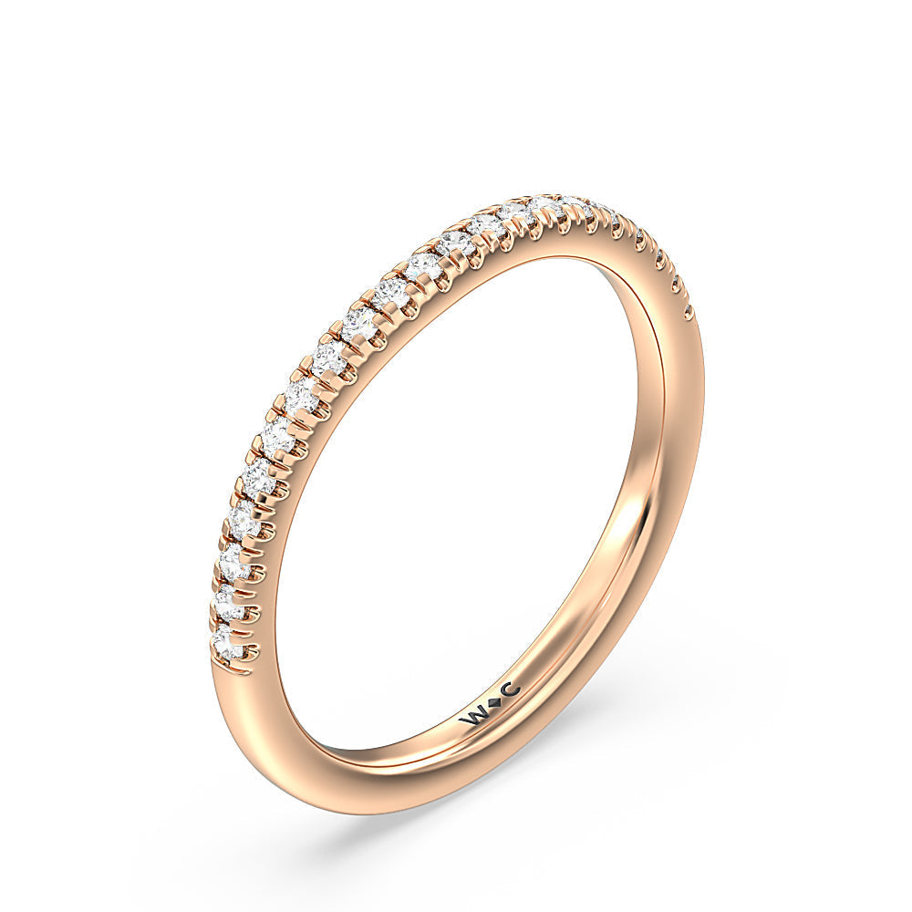 Three Stone Kite Gallery Classic Diamond Wedding Band with 18KT Rose Gold Cut Diamond in 14KT Rose Gold view 4
