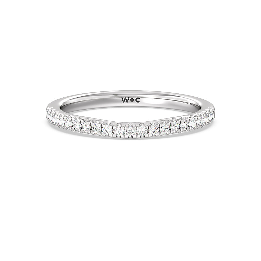 Three Stone Kite Gallery Classic Diamond Wedding Band with Platinum Cut Diamond in 14KT Platinum view 1
